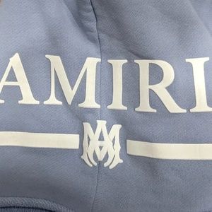 Mens AMIRI M.A. Bar Logo Sweat Shorts Dusty Blue